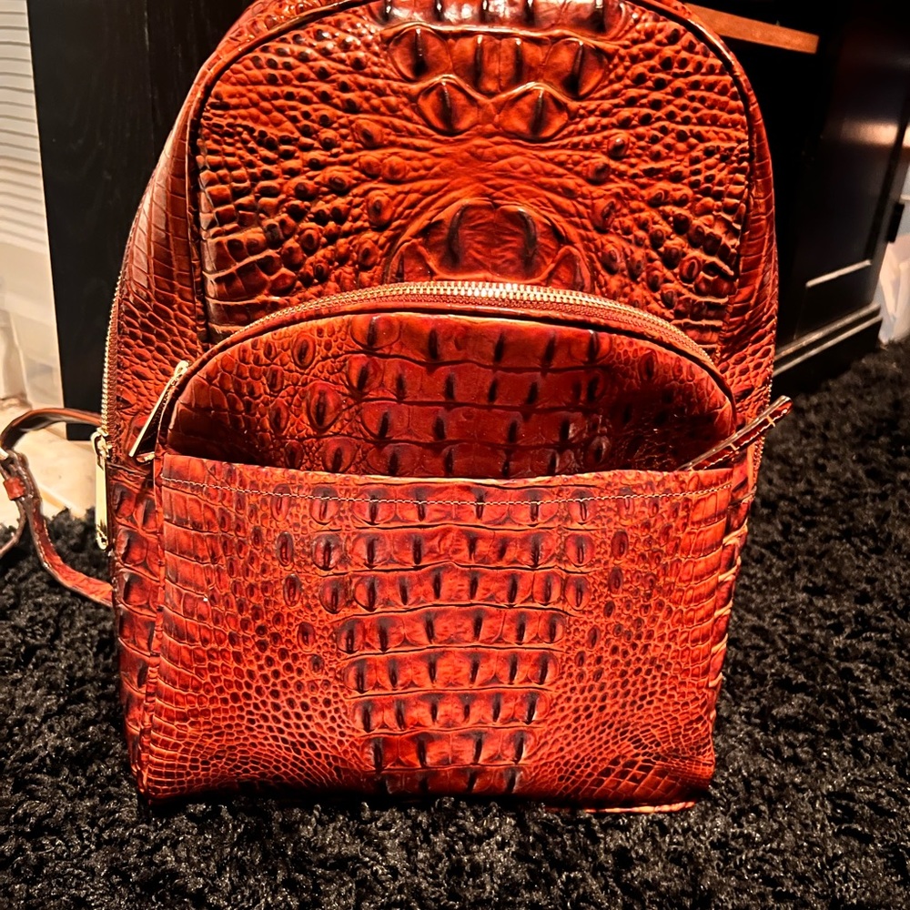 Brahmin Rich Brown Crocodile Backpack